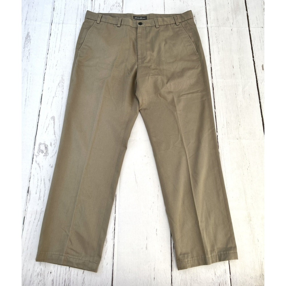Eddie Bauer Brown Chino Relaxed/Straight Pants 100% Cotton, Men T 38